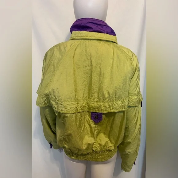 Rare Vintage Prezzia 1980’s Sz M Lime Green & Purple Ski Jacket Retro Funky Cool - Picture 4 of 8